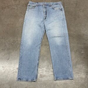 Levis 501 Original Fit Jeans Light Wash Blue Denim 32x30 Mens